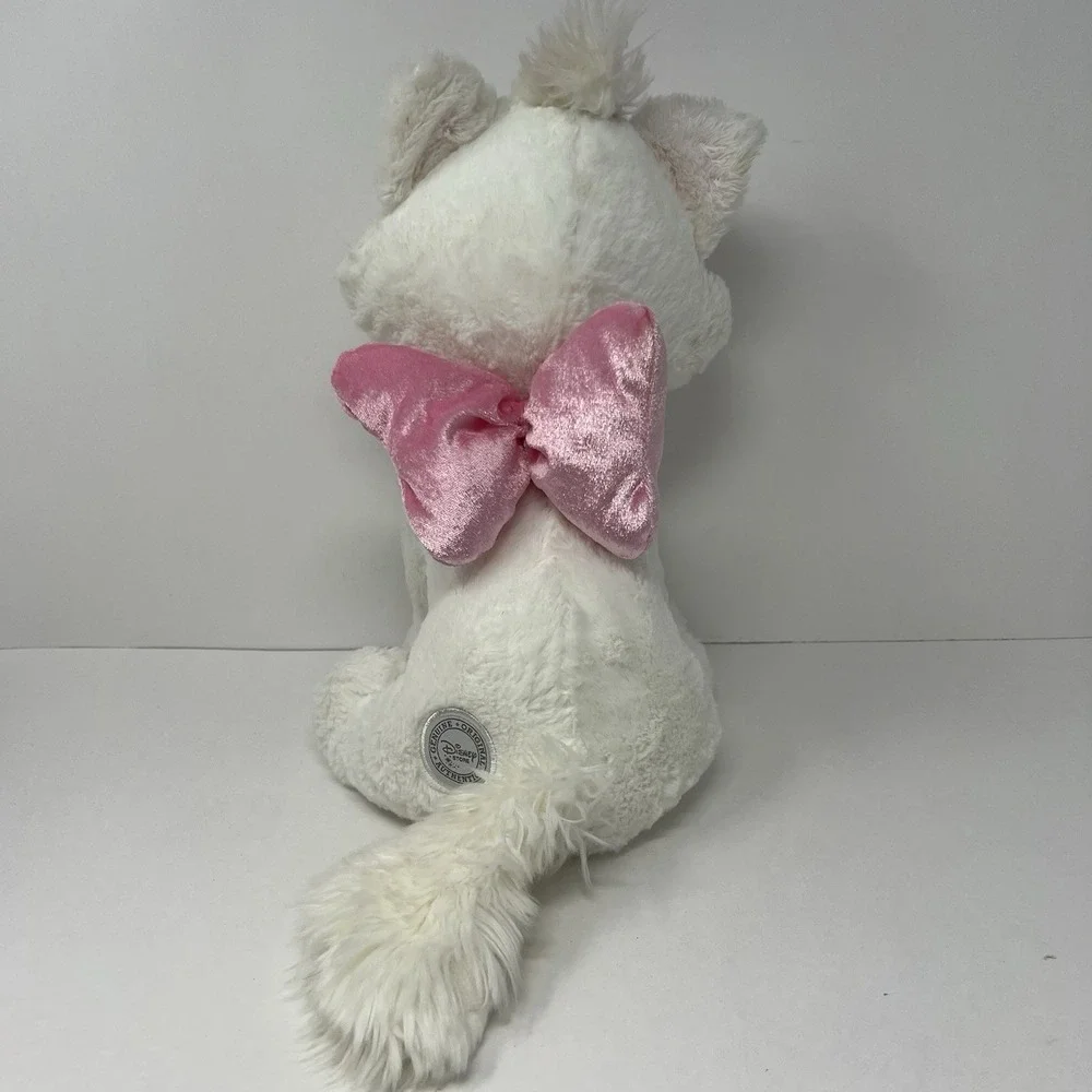 Genuine Disney Aristocats Marie White Cat Plush with Pink Bow Stuffed Animal